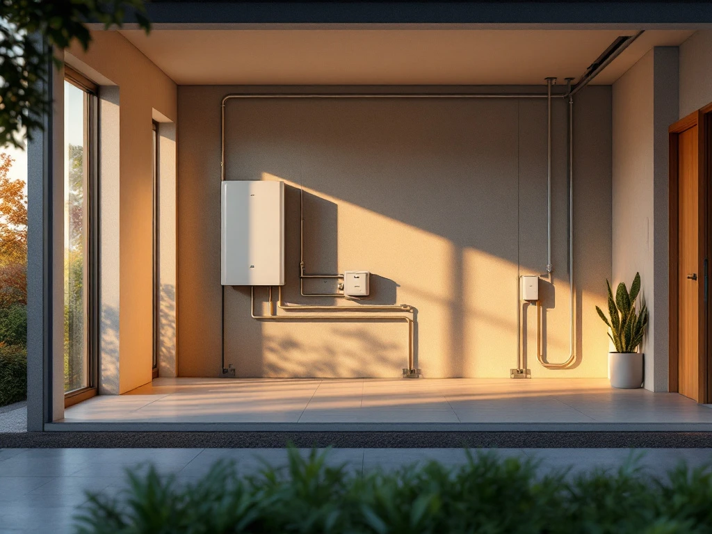 Thuisbatterij geïnstalleerd in garage van moderne Nederlandse woning met montagebeugels en duurzame energie-opslag